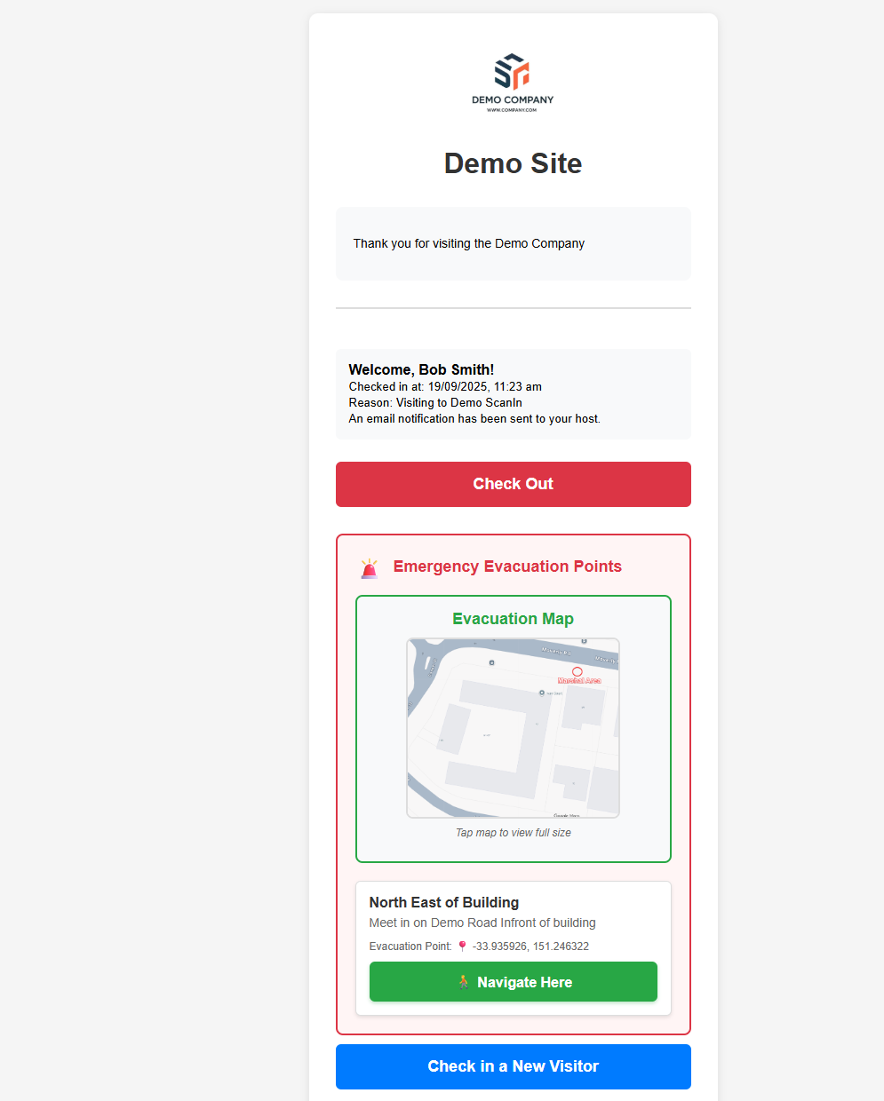 Easy Checkout with Evacuation Points